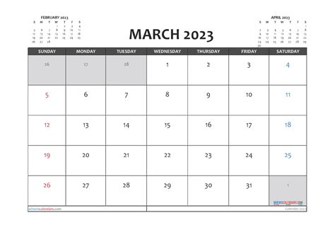 Free March 2023 Printable Calendar Pdf And Image