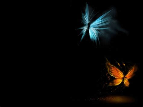 Download Glowing Butterflies On Dark Screen Wallpaper