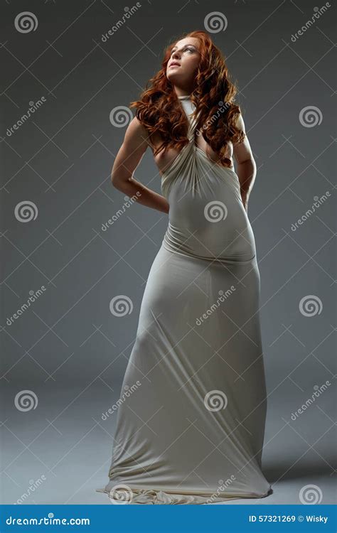 Woman Posing With Naked Breasts In Long Dress Stock Image Image Of