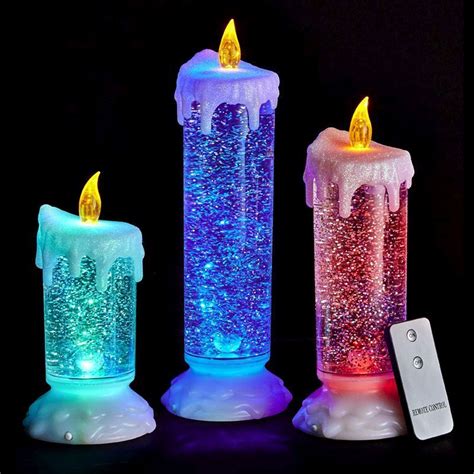 Buy Set Of 3 Led Water Glitter Candles Online At Cherry Lane