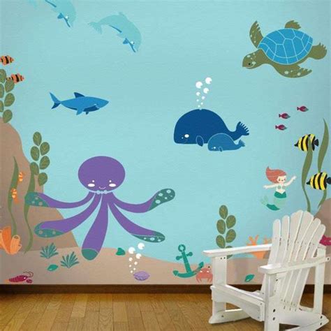 Under The Sea Theme Ocean Wall Mural Stencil Kit My