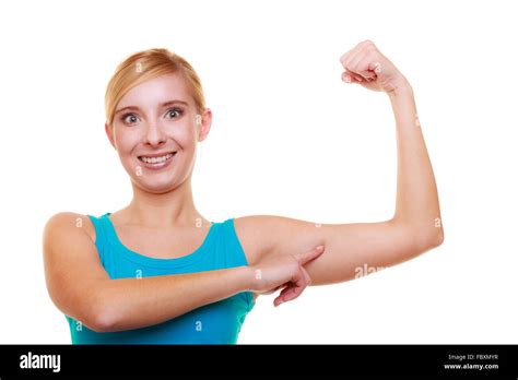 Woman Flexing Her Muscles Cut Out Stock Images And Pictures Alamy