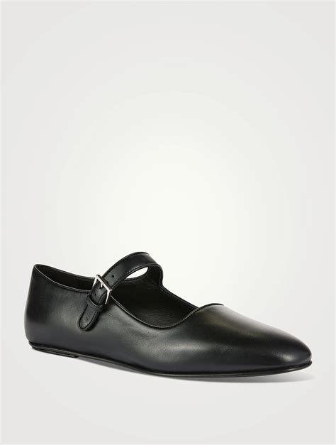 The Row Ava Leather Mary Jane Ballet Flats Square One