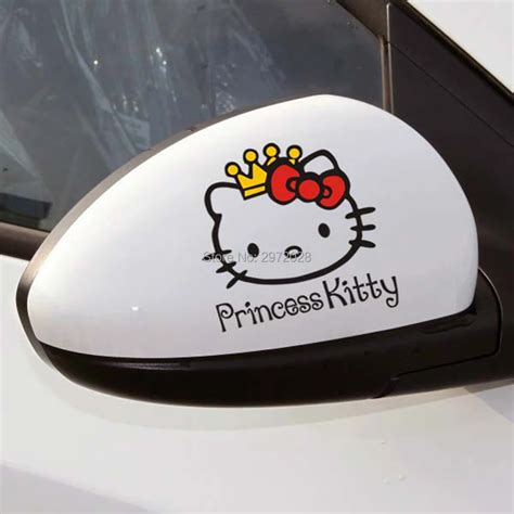 buy lovely car styling princess hello kitty decorations car stickers rearview