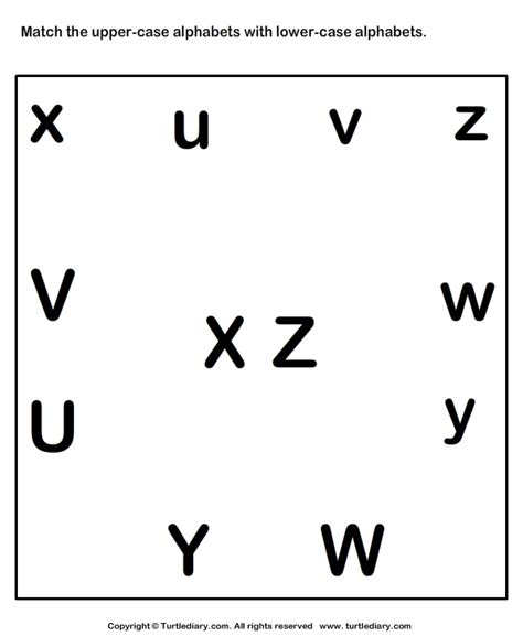 You will find free coloring pages, color posters, flash cards, mini books and activity worksheets to present the alphabet, reinforce letter recognition and writing skills. Uppercase and Lowercase Alphabet Worksheet - Turtle Diary