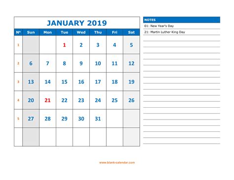 This is the list of the best printable 2021 monthly calendar or planner templates that are available for download. Free Download Printable Calendar 2019, large space for ...