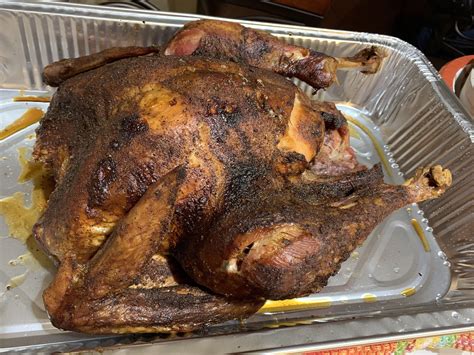 Smoked A Turkey For A Friendsgiving Injected With Creole Butter And Turned Out Great Lb Bird
