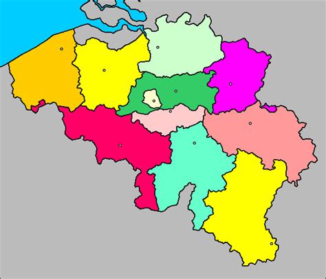 De provincies met hun hoofdsteden op de juiste plaats aanduiden. Blinde Kaart Belgie Provincies | Duitsland Kaart