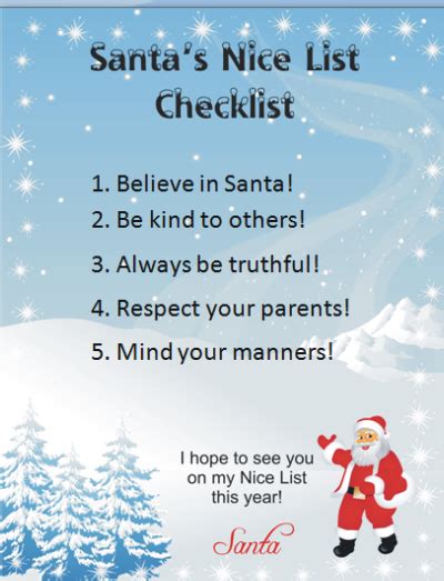 Santa nice list free printable certificate. Customize Your Free Santa's Nice List Checklist | Free ...