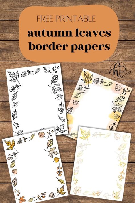 Fall Borders Free Printable Paper With Autumn Leaves Hand Lettered
