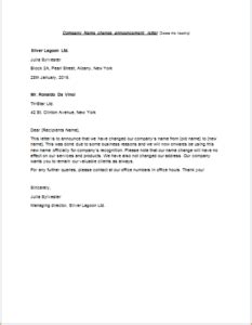 Before writing a final draft and before sending, it should be checked, the letter should have all the important details the language of the letter should be. Company Name Change Announcement Letter | writeletter2.com