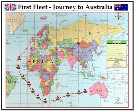The Route Of The First Fleet In 1788 From England To Sydney To