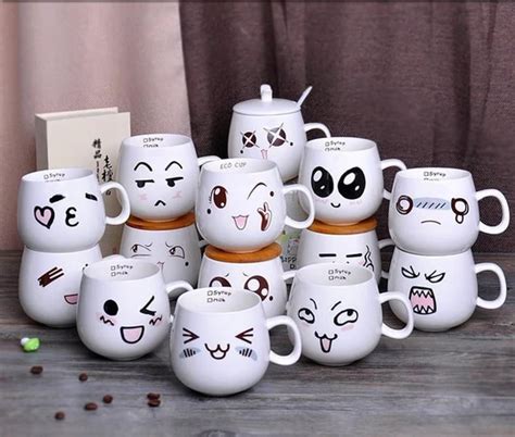 Creative Cute Expression Ceramic Cups Water Container Cups And Porcela