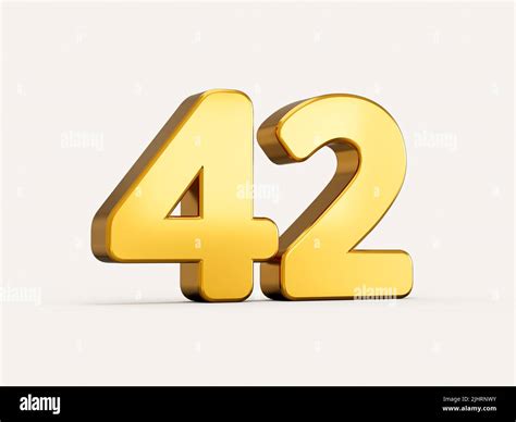 3d Illustration Of Golden Number 42 Or Forty Two Isolated On Beige