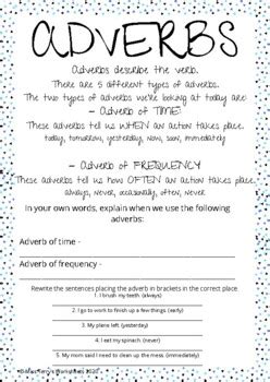 Check spelling or type a new query. Adverbs of time and frequency worksheet by Miss Terry's ...