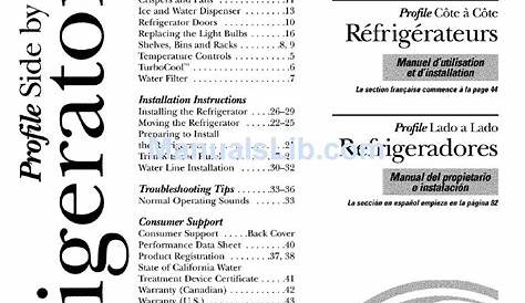 GE REFRIGERATOR OWNERS AND INSTALLATION MANUAL Pdf Download | ManualsLib