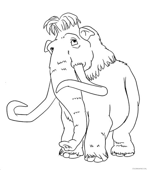 Mammoth Coloring Pages Animal Printable Sheets Cartoon Mammoth 2021