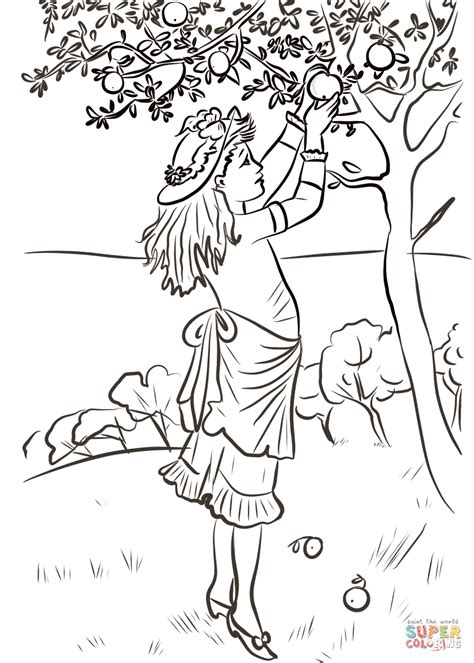 Get this free fall coloring page and many more from primarygames. Girl Picking Apples coloring page | Free Printable ...
