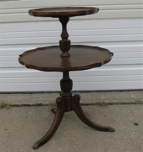 Solid Wood 1940s Mersman 2 Tier Vintage End Table W Metal Feet Made In