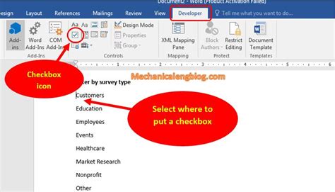 How To Insert Checkbox In Word Mechanicaleng Blog