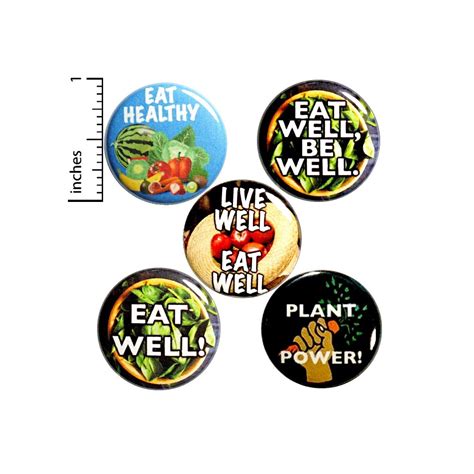 Healthy Eating Buttons 5 Pack Backpack Pins Lapel Pins Good