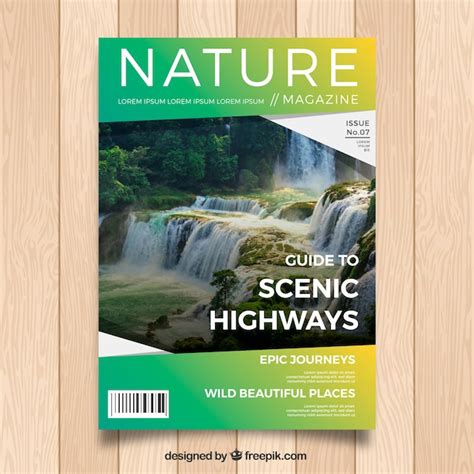 Free Vector Modern Nature Magazine Cover Template With Photo