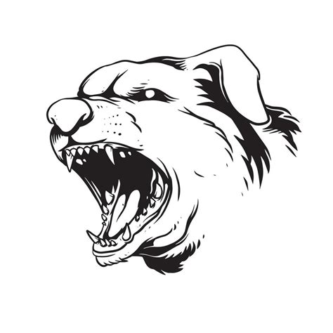 A Furious Barking Dog Face A Hand Drawn Illustration Of A Wild Animal