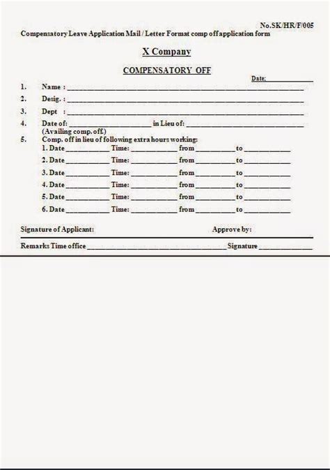 These include the company name and company logo which act as a key element of form recognition. Comp Off Form Format