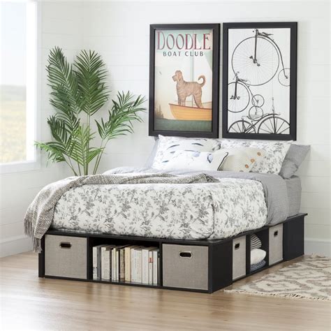 This bed frame comes in twin, full, and queen size, so you have plenty of options. 10487 Black Oak Full Size Platform Bed with Storage and ...