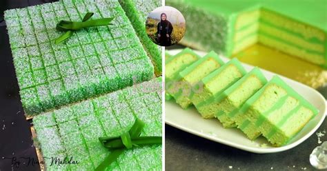 Bahan bahan kek 75 ml jus pandan (kisar 4 daun pandan dgn 75 ml air dan tapis). Kek Pandan Layer Lembut & Lemak Berkrim, Sedapnya Makan ...