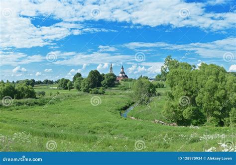Summer Panorama Of Beautiful Countryside Russia Stock Photo Image Of