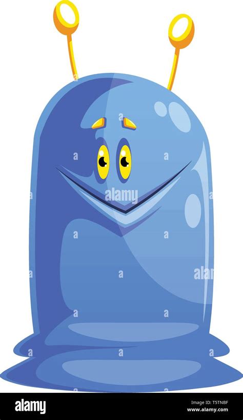 Blue Cartoon Monster Smiling White Background Vector Illustration Stock