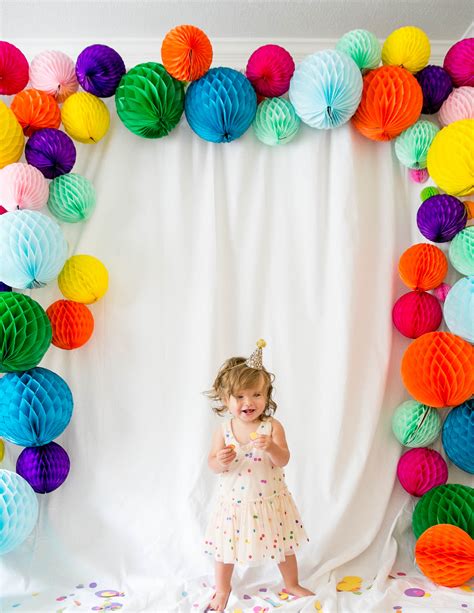 Flower photography backdrop for birthday party cartoon illustration colorful flowers baby shower children backdrops for photo studio. Isla's Confetti-Filled First Birthday Party - Project Nursery