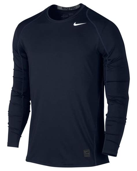 Nike Mens Pro Cool Dri Fit Fitted Long Sleeve Shirt In Blue For Men
