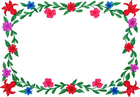 6 Flower Frame Colorful Rectangle Png Transparent