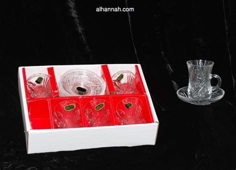 Turkish Cut Crystal Tea Set 6 Cups Saucers Gi691 Alhannah Islamic