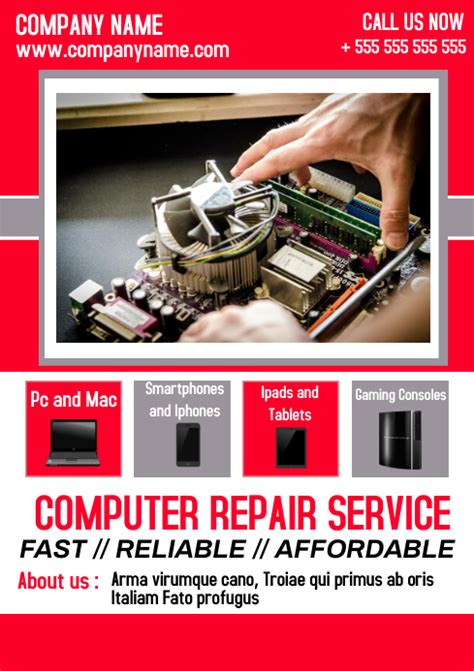Computer Repair Service Advertisement A4 Template Postermywall