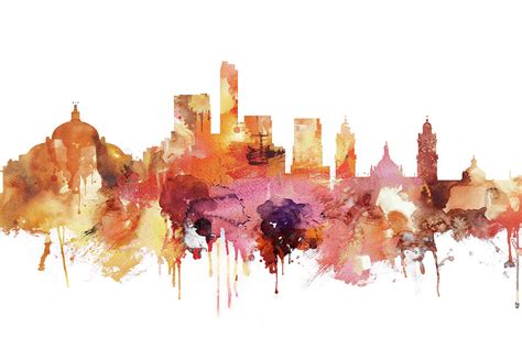 City skyline pics of mexico city in mexico during the day and night. Mexico City skyline watercolor Digital Art by Dim Dom
