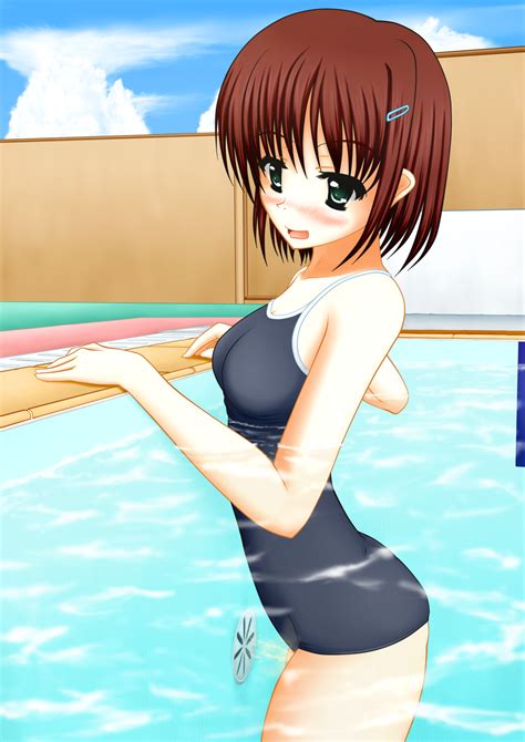 Highres Tagme Girl Blush Breasts Brown Hair Drain Object