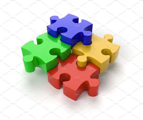 Four Jigsaw Puzzle Pieces Background Stock Photos ~ Creative Market