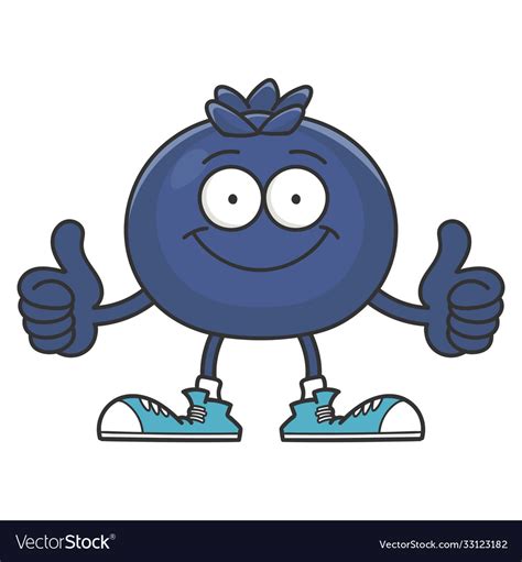 Smiling Blueberry Fruit Cartoon Character Vector Image