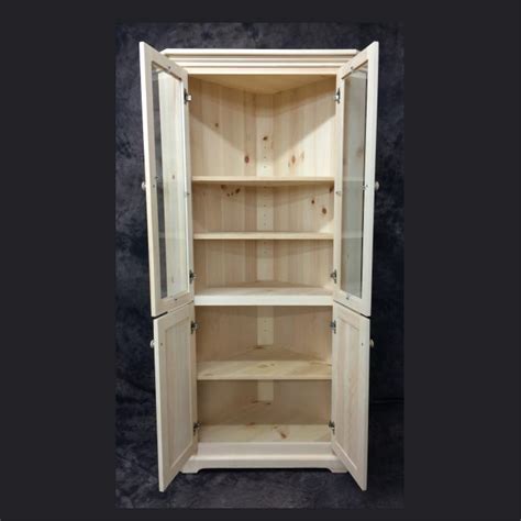 Corner Cabinet With Glass Doors Unfinished Pine Country Cottage Furniture