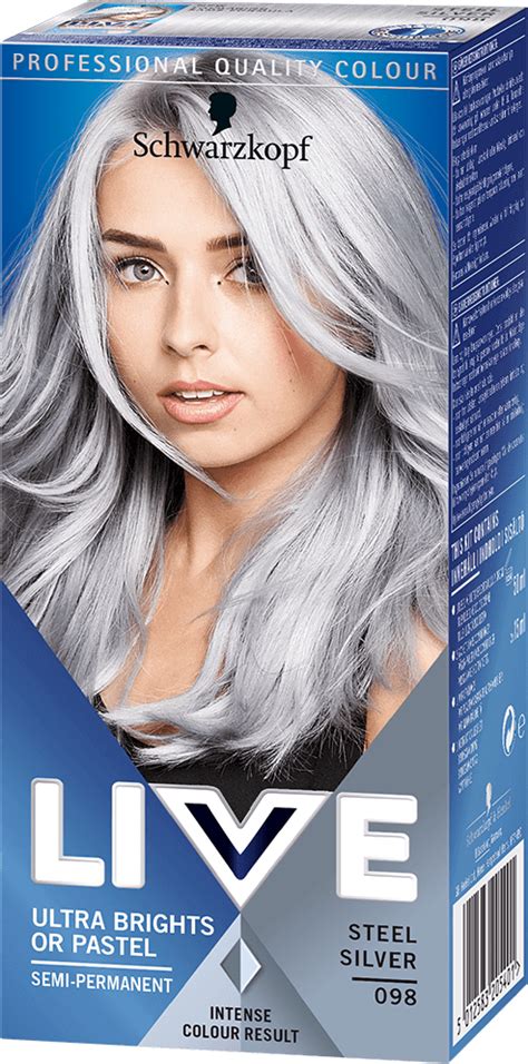 New blue gray metallic/iridescent silver blue pearl. 098 Steel Silver Hair Dye by LIVE | LIVE Colour Hair Dye ...