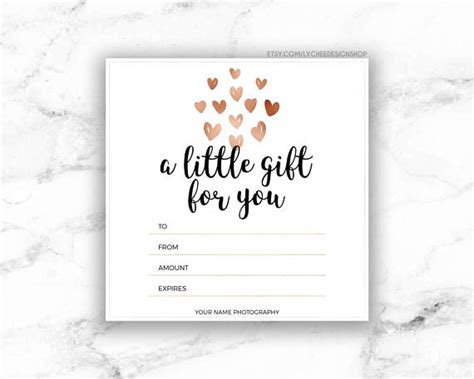 Printable Rose Gold Hearts Gift Certificate template