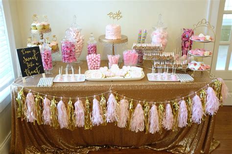 Pink And Gold Bridal Shower Candy Buffet Dessert Bar Bridal Shower