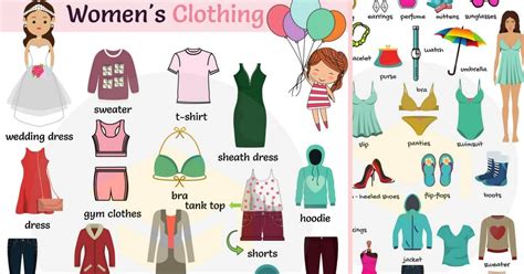 Learn useful names of human body parts in english with pictures and examples to improve and enhance your vocabulary words. Women's Clothes Vocabulary: Clothing Names With Pictures ...
