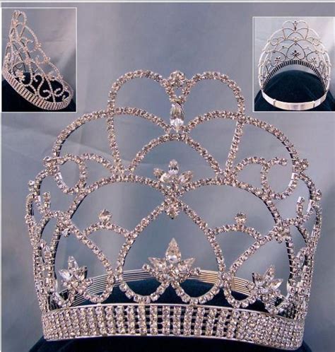 Beauty Pageant Queen Princess Rhinestone Contoured Crown Tiara