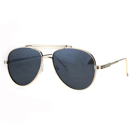 Luxury Mens Designer Gold Metal Rim Aviator Double Clip Bridge Sunglasses Ebay
