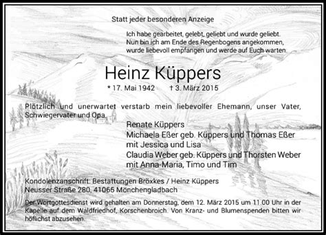 Alle Traueranzeigen F R K Ppers Heinz Trauer Rp Online De