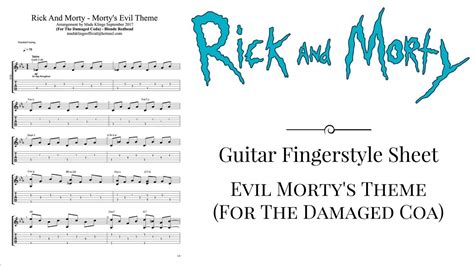 Rick And Morty Mortys Evil Theme Guitar Fingerstyle Tabs And Sheet